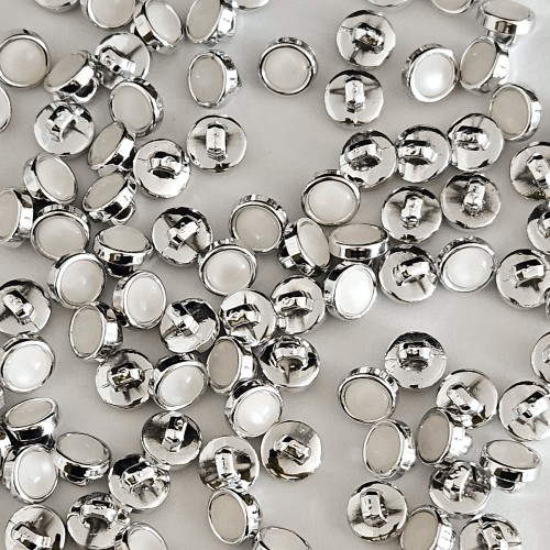 Пуговица PN-0928. 8 мм белый/никель (уп. 12 шт)