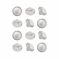 Пуговица PN-19. 11.5 мм белый/серебро (уп. 12 шт)