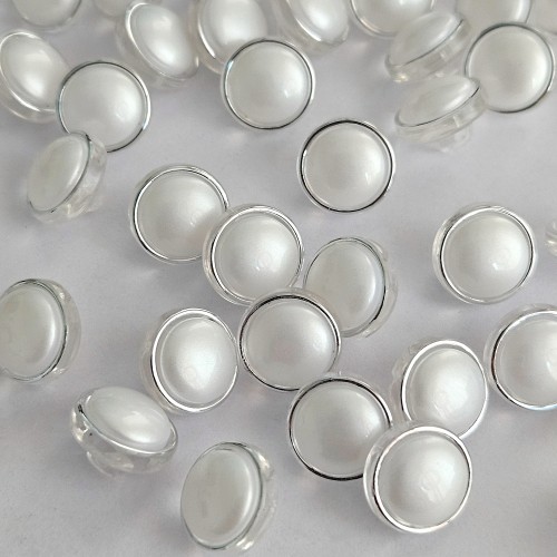 Пуговица PN-19. 11.5 мм белый/серебро (уп. 12 шт)