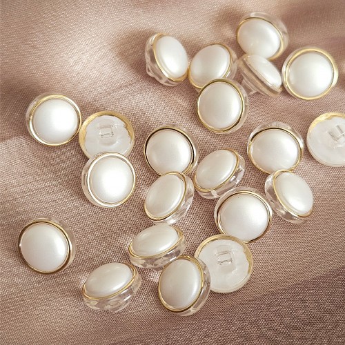 Пуговица PN-19. 11.5 мм белый/золото (уп. 12 шт)