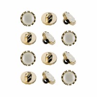 Пуговица PN-2. 11.5 мм белый/золото (уп. 12 шт)
