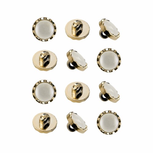 Пуговица PN-2. 11.5 мм белый/золото (уп. 12 шт)