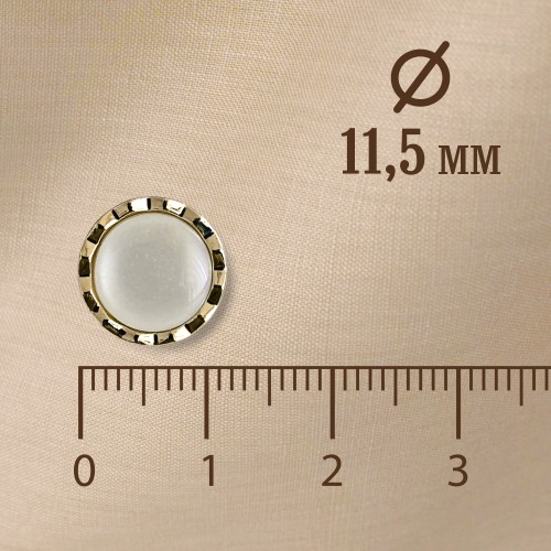 Пуговица PN-2. 11.5 мм белый/золото (уп. 12 шт)