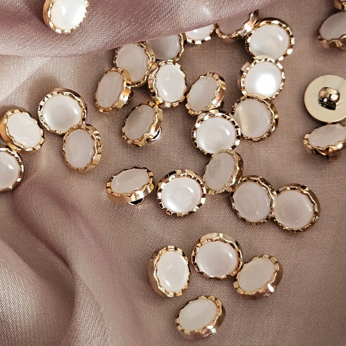 Пуговица PN-2. 11.5 мм белый/золото (уп. 12 шт)