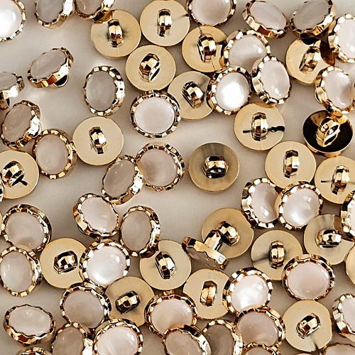 Пуговица PN-2. 11.5 мм белый/золото (уп. 12 шт)