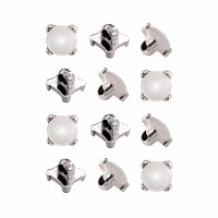 Пуговица PN-3. 11.5 мм белый/серебро (уп. 12 шт)