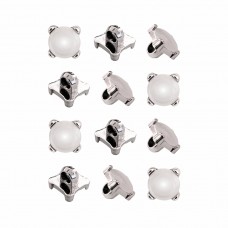 Пуговица PN-3. 11.5 мм белый/серебро (уп. 12 шт)