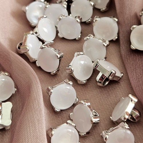 Пуговица PN-3. 11.5 мм белый/серебро (уп. 12 шт)