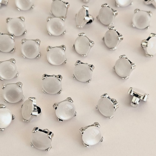 Пуговица PN-3. 11.5 мм белый/серебро (уп. 12 шт)