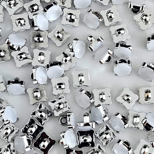 Пуговица PN-3. 11.5 мм белый/серебро (уп. 12 шт)