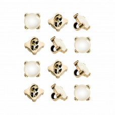 Пуговица PN-3. 11.5 мм белый/золото (уп. 12 шт)