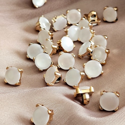 Пуговица PN-3. 11.5 мм белый/золото (уп. 12 шт)