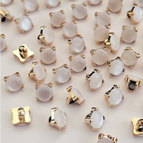 Пуговица PN-3. 11.5 мм белый/золото (уп. 12 шт)