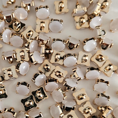 Пуговица PN-3. 11.5 мм белый/золото (уп. 12 шт)