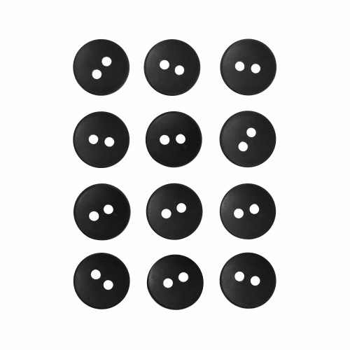 Пуговица P-001. 11.5 мм/2. черный (уп. 12 шт)