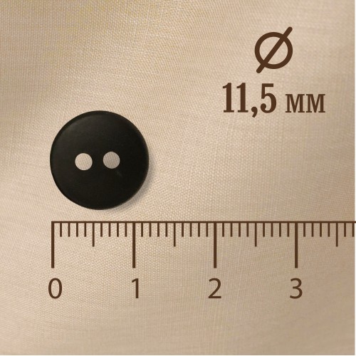 Пуговица P-001. 11.5 мм/2. черный (уп. 12 шт)