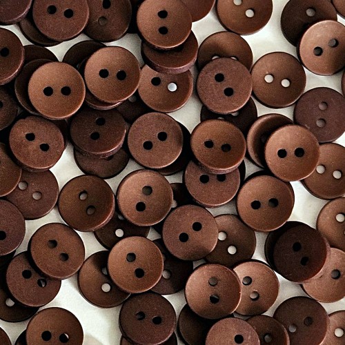 Пуговица P-001. 11.5 мм/2. коричневый 18-1124 (уп. 12 шт)