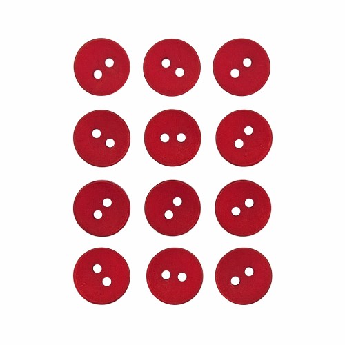 Пуговица P-001. 11.5 мм/2. красный 18-1655 (уп. 12 шт)