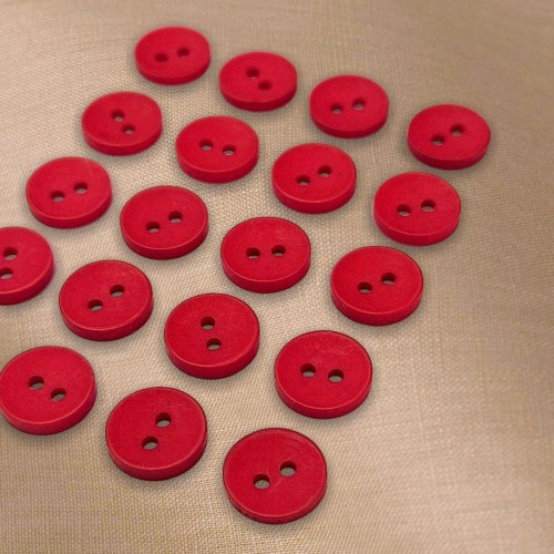 Пуговица P-001. 11.5 мм/2. красный 18-1655 (уп. 12 шт)