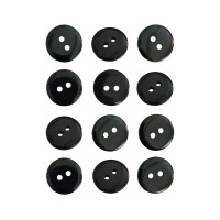 Пуговица P-002. 15 мм/2. черный глянцевый (уп. 12 шт)