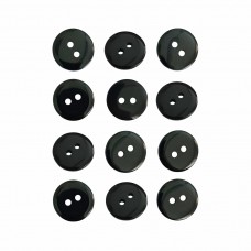 Пуговица P-002. 15 мм/2. черный глянцевый (уп. 12 шт)