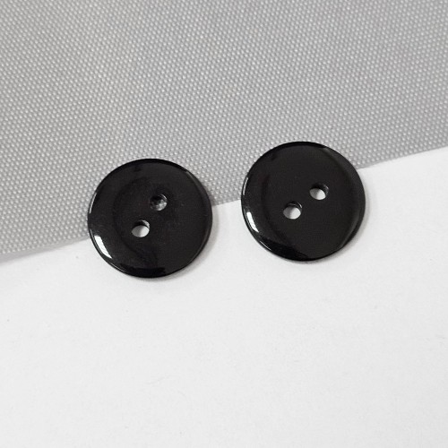 Пуговица P-002. 15 мм/2. черный глянцевый (уп. 12 шт)
