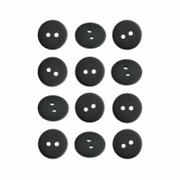 Пуговица P-002. 15 мм/2. черный матовый (уп. 12 шт)