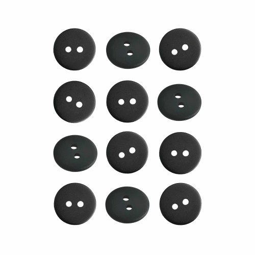 Пуговица P-002. 15 мм/2. черный матовый (уп. 12 шт)