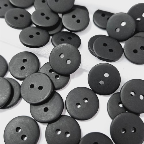 Пуговица P-002. 15 мм/2. черный матовый (уп. 12 шт)
