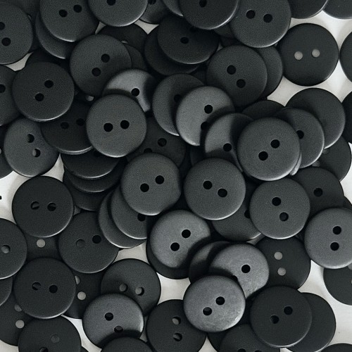 Пуговица P-002. 15 мм/2. черный матовый (уп. 12 шт)