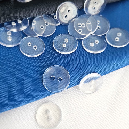 Пуговица P-002. 15 мм/2. прозрачный (уп. 12 шт)