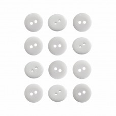 Пуговица P-002. 15 мм/2. белый глянцевый (уп. 12 шт)