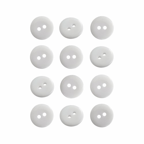 Пуговица P-002. 15 мм/2. белый глянцевый (уп. 12 шт)