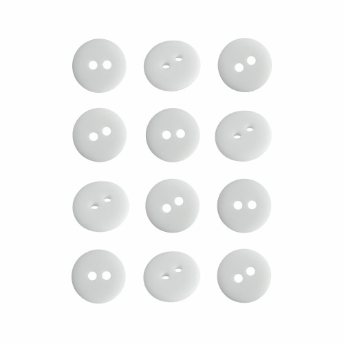 Пуговица P-002. 15 мм/2. белый матовый (уп. 12 шт)