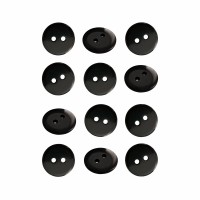 Пуговица P-002. 18 мм/2. черный глянцевый (уп. 12 шт)