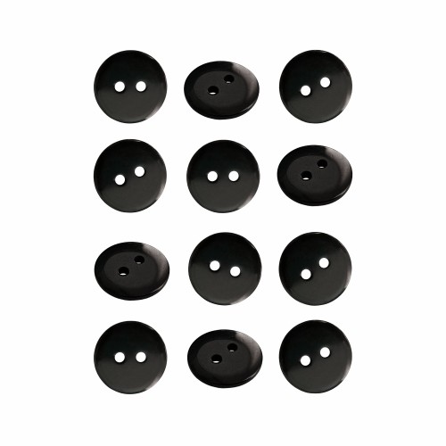 Пуговица P-002. 18 мм/2. черный глянцевый (уп. 12 шт)
