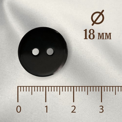 Пуговица P-002. 18 мм/2. черный глянцевый (уп. 12 шт)