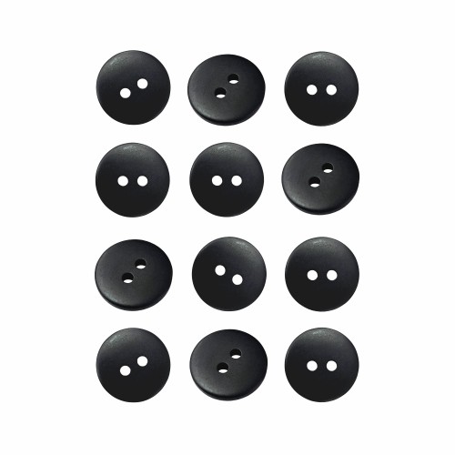Пуговица P-002. 18 мм/2. черный матовый (уп. 12 шт)