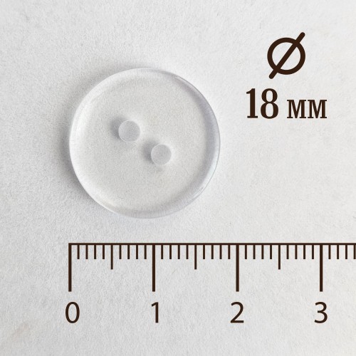 Пуговица P-002. 18 мм/2. прозрачный (уп. 12 шт)