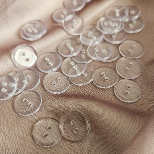 Пуговица P-002. 18 мм/2. прозрачный (уп. 12 шт)