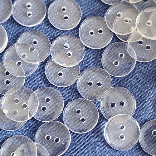 Пуговица P-002. 18 мм/2. прозрачный (уп. 12 шт)