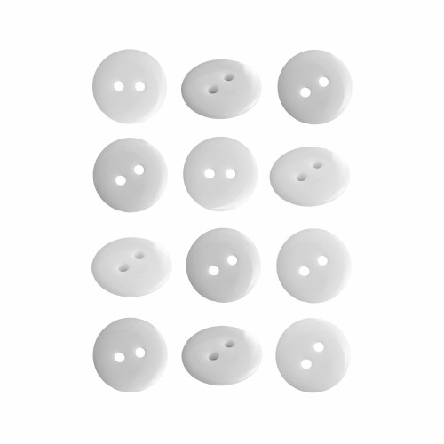 Пуговица P-002. 18 мм/2. белый глянцевый (уп. 12 шт)