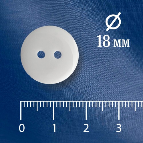 Пуговица P-002. 18 мм/2. белый глянцевый (уп. 12 шт)
