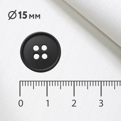 Пуговица P-003. 15мм/4. черный ( 12 шт)