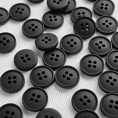 Пуговица P-003. 15мм/4. черный ( 12 шт)
