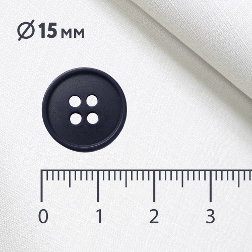 Пуговица P-003. 15мм/4. т.синий ( 12 шт)