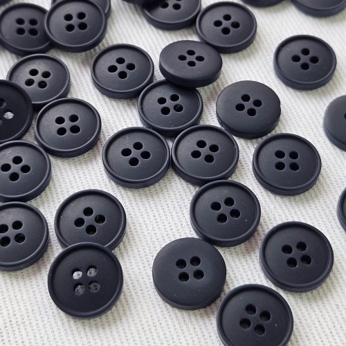 Пуговица P-003. 15мм/4. т.синий ( 12 шт)