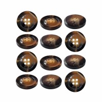 Пуговица P-BR-4681. 28 мм/4 бежево-коричневый (уп. 12 шт)