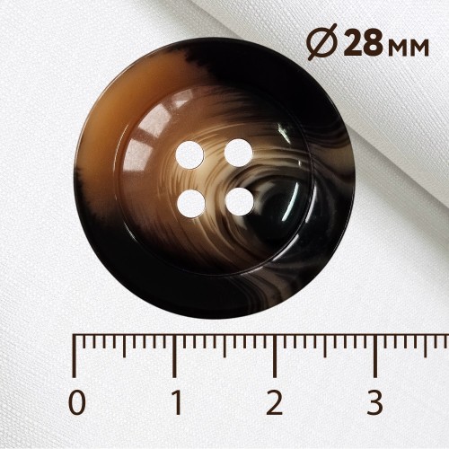 Пуговица P-BR-4681. 28 мм/4 бежево-коричневый (уп. 12 шт)