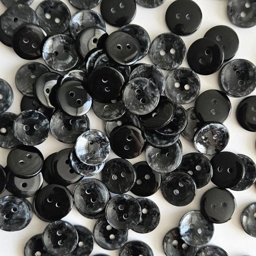 Пуговица P-A2027. 11.5 мм/2 антрацит (уп. 12 шт)